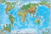 Карта мира. Физическая, с границами и названиями государств